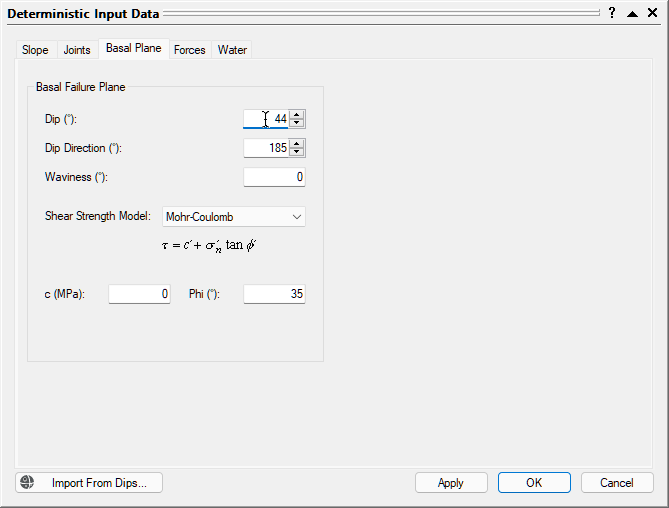 Input Data dialog - Deterministic Input Data