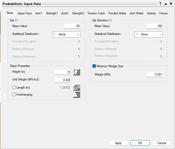 Probabilistic Input Data slope