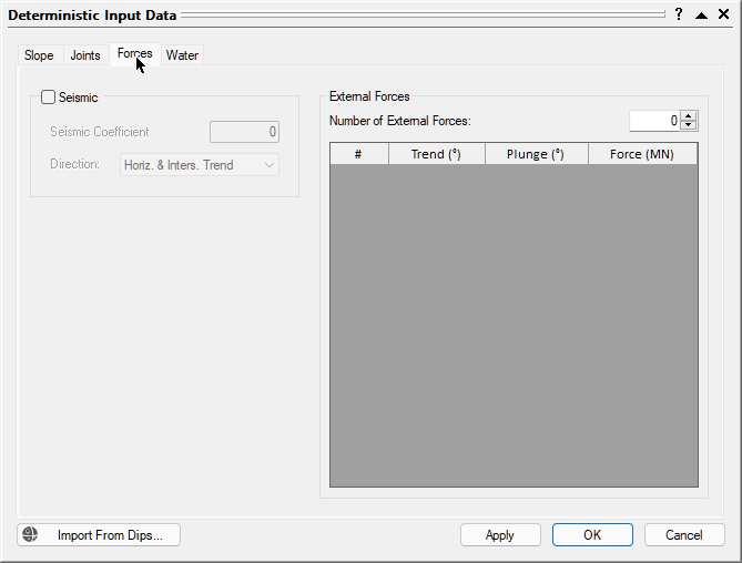 Deterministic Input Data forces dialog