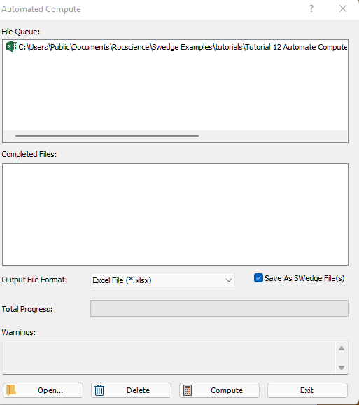 Excel Output File Format