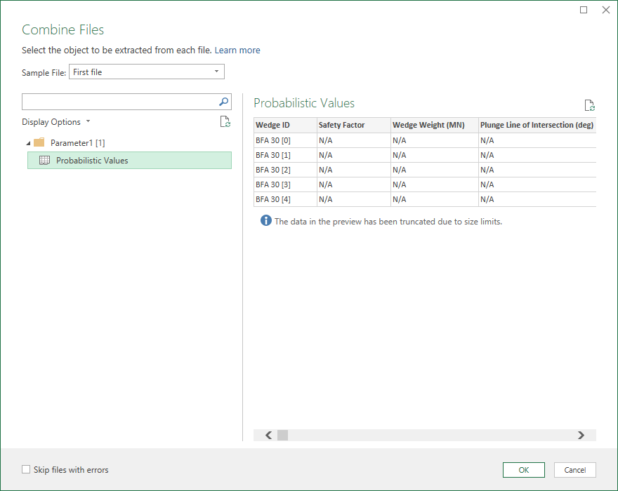 Combine files Probabilistic Values