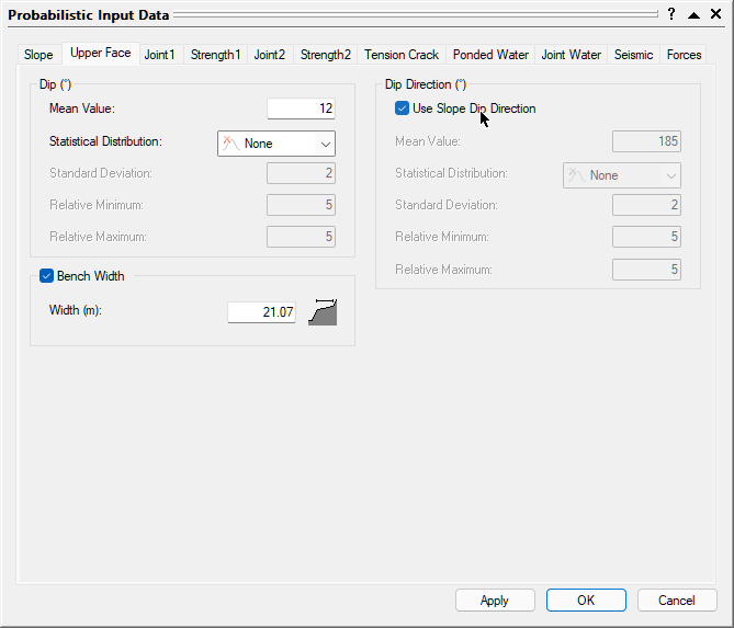 Probabilistic Input Data upper face dialog