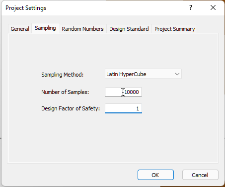 Project Settings dialog - Sampling