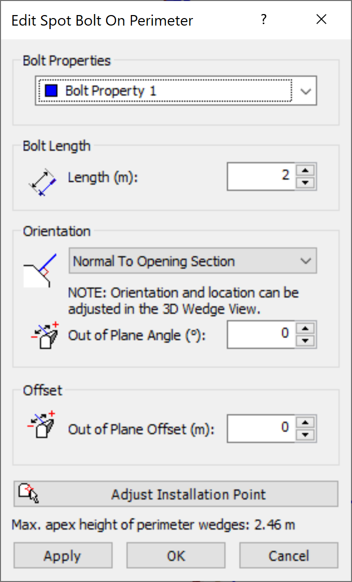 Edit Spot Bolt Dialog