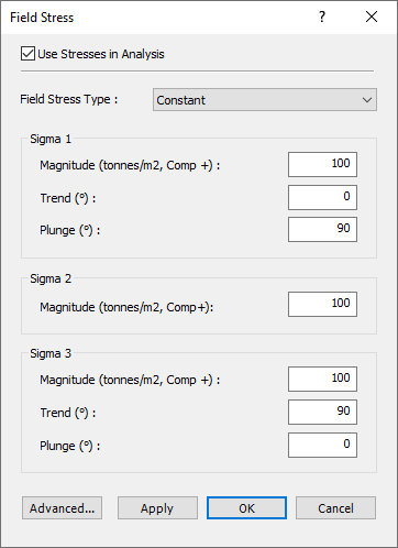 Field Stress Dialog