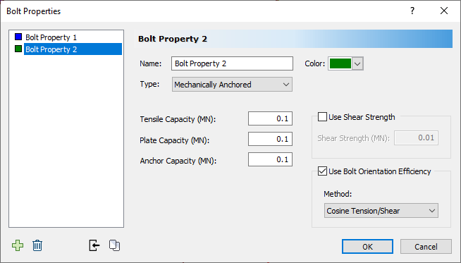 Add bolt types dialog