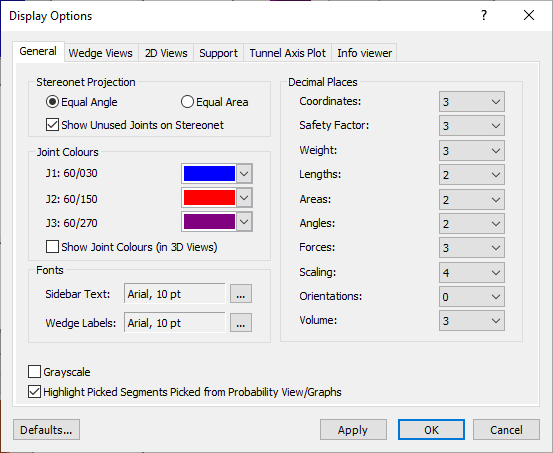 Display Options Dialog