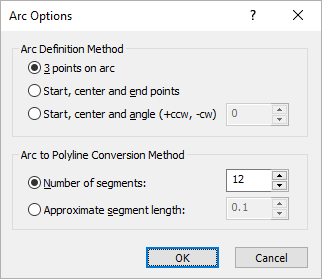 Arc Options Dialog