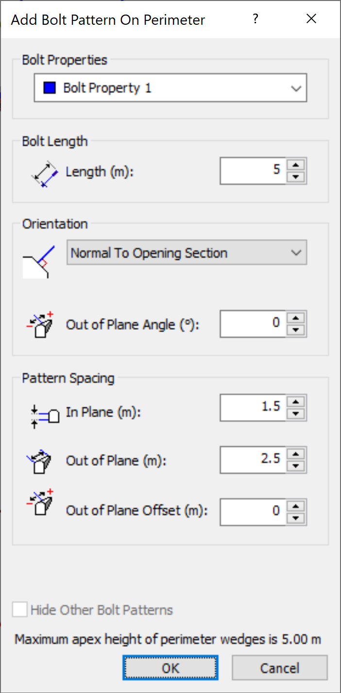 Add Bolt Pattern on Perimeter Dialog