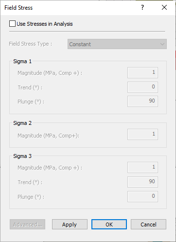 Field Stress Dialog