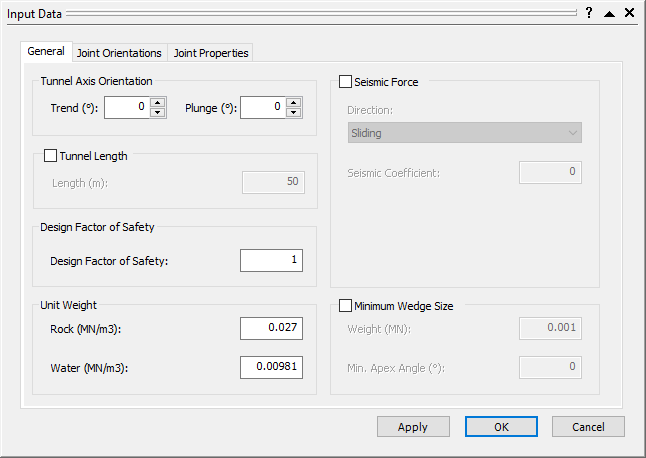 Input Data Dialog - General Tab