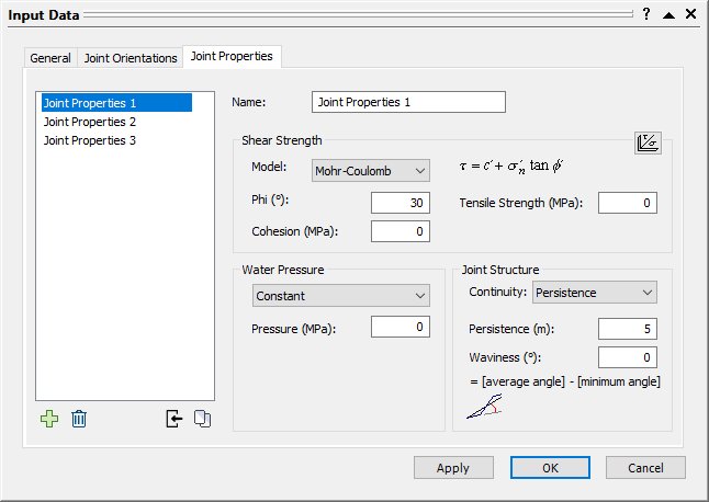 Input Data Dialog - Joint Properties Tab