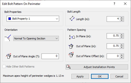 Edit Bolt Pattern on Perimeter Dialog