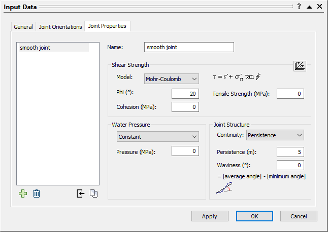 Input Data Dialog - Joint Properties Tab