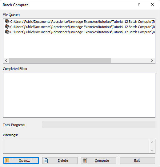 Batch Compute Dialog - Files in Queue