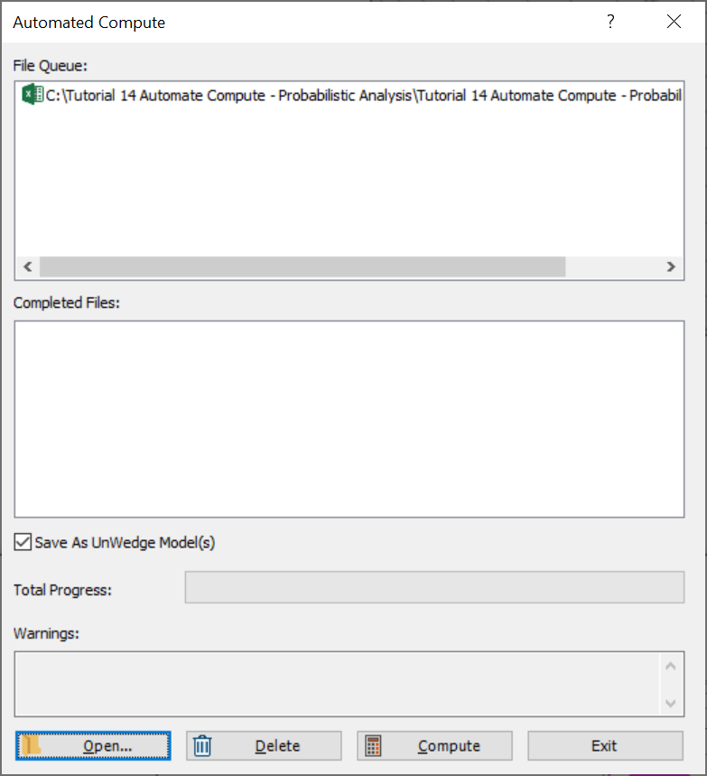 Automated Compute Dialog - Files in Queue