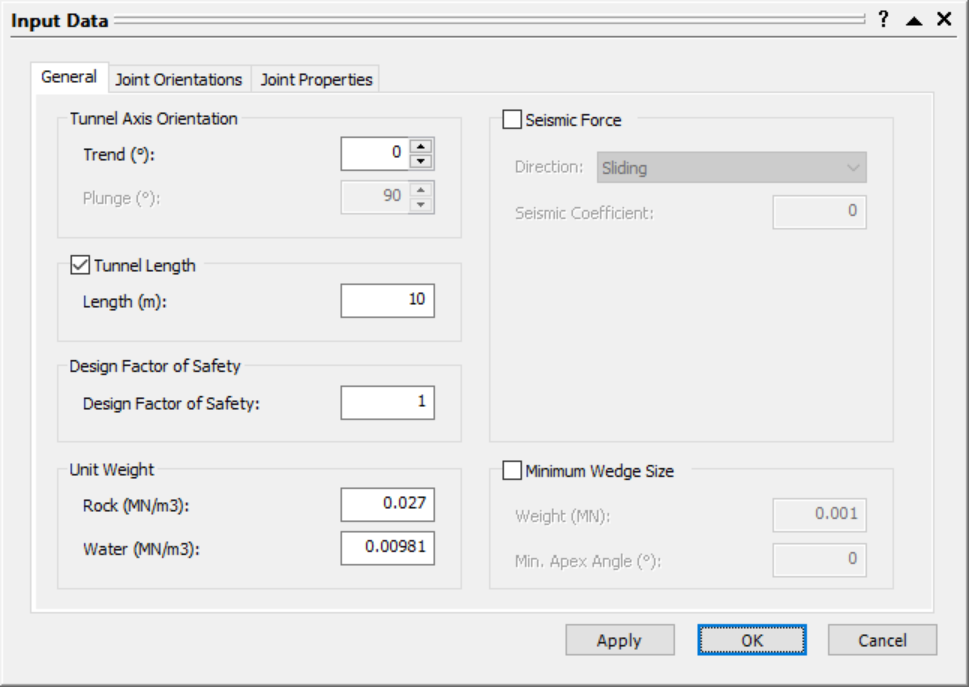 Input Data Dialog