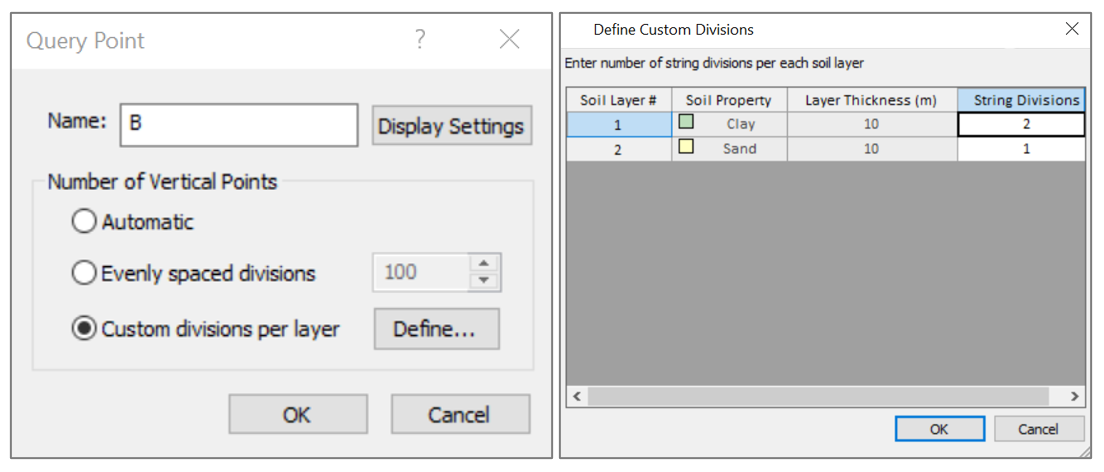 Figure 3: Query point properties box in Settle3.