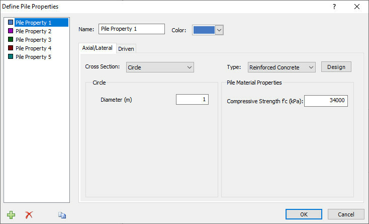 Pile properties dialog