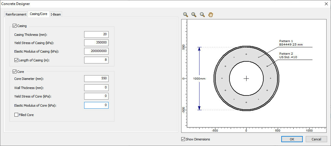 Concrete Designer - Casing/Core feature