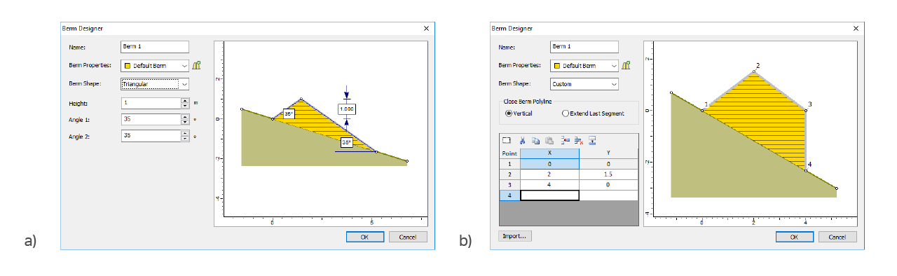 Designing earthen berms in RocFall 2019. Designing earthen berms in RocFall 2019.