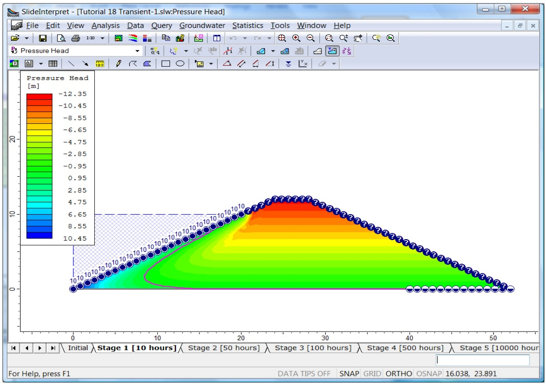 Figure 6. Pressure Head results in Slide2 v6.0