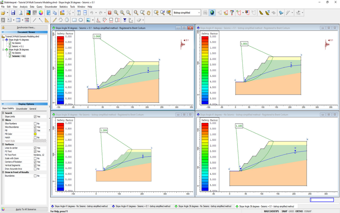 Figure 7. Slope stability analysis in Slide2 v7.0