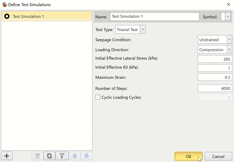 RSData screen shot of dialog box to define test simulations