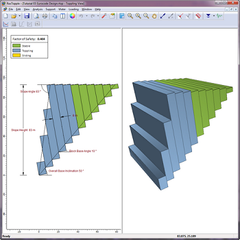 RocTopple Figure 1: 2D and 3D view in RocTopple.
