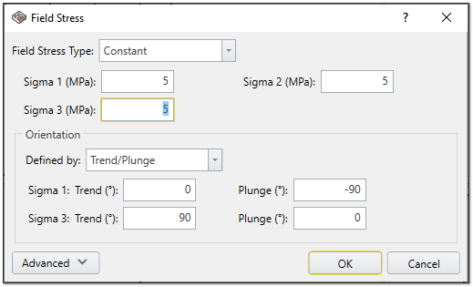 Field Stress dialog