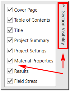 Section Visibility menu