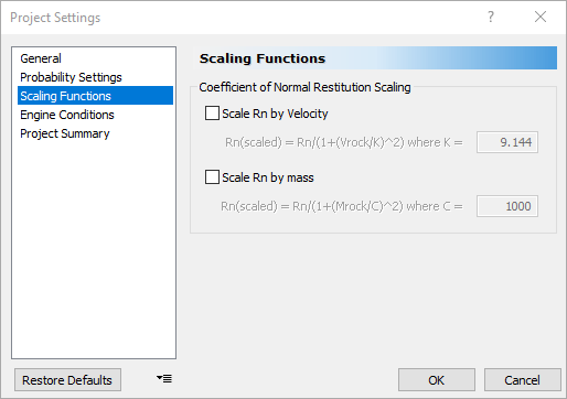 Project Settings dialog