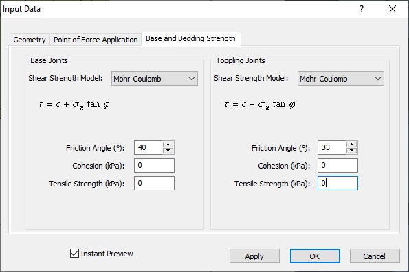 Input Data Base and Bedding Strength