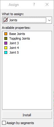 Assign Properties joints