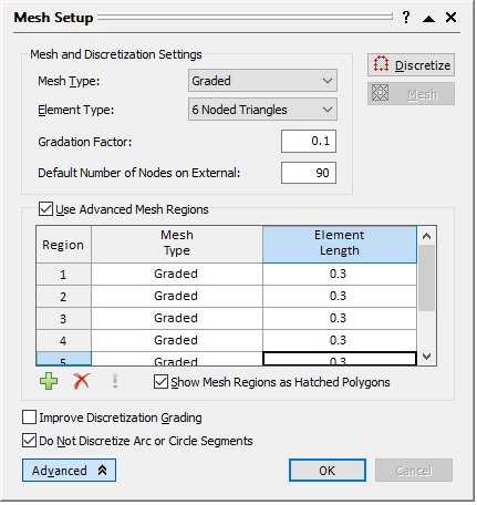 Mesh Setup dialog