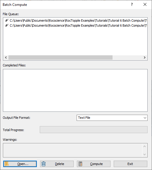 Batch Compute dialog
