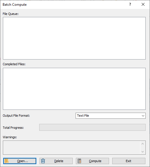 Batch Compute File menu