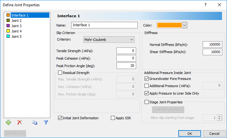Define Joint Properties dialog box