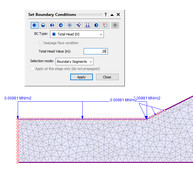 Set Boundary Conditions dialog