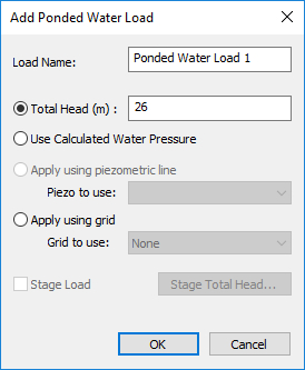 Add Ponded Water Load dialog