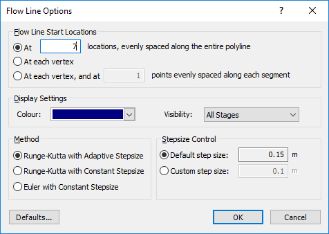 Flow Line Options dialog box