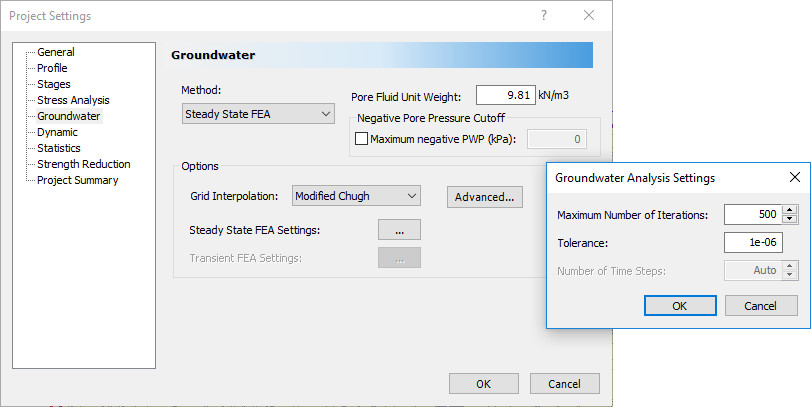 Project Settings dialog