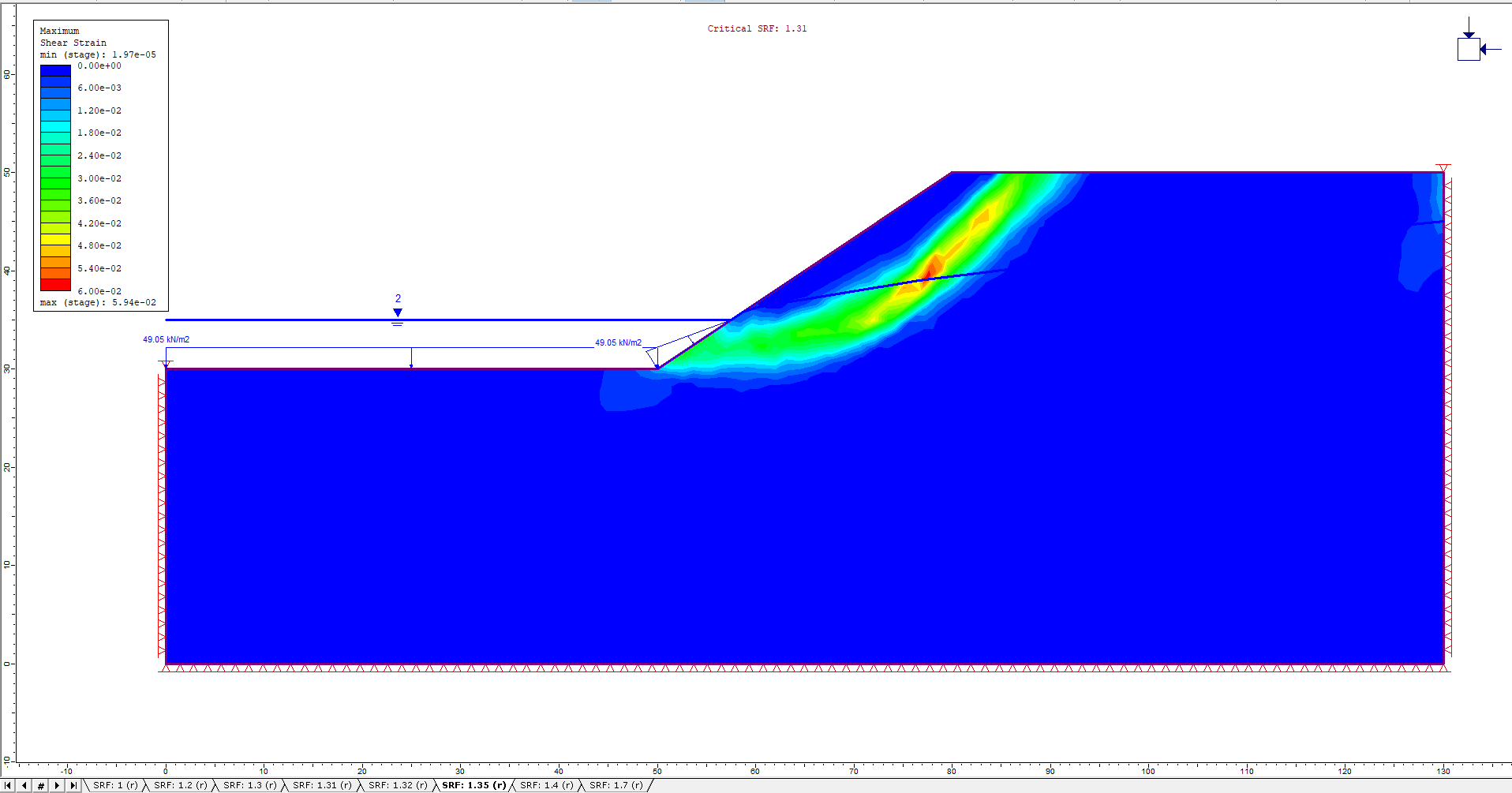 Image of model for drawdown analysis for slope 