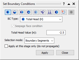 Set Boundary Conditions dialog box