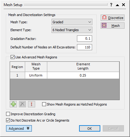 Mesh Setup dialog box
