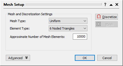 Mesh Setup dialog