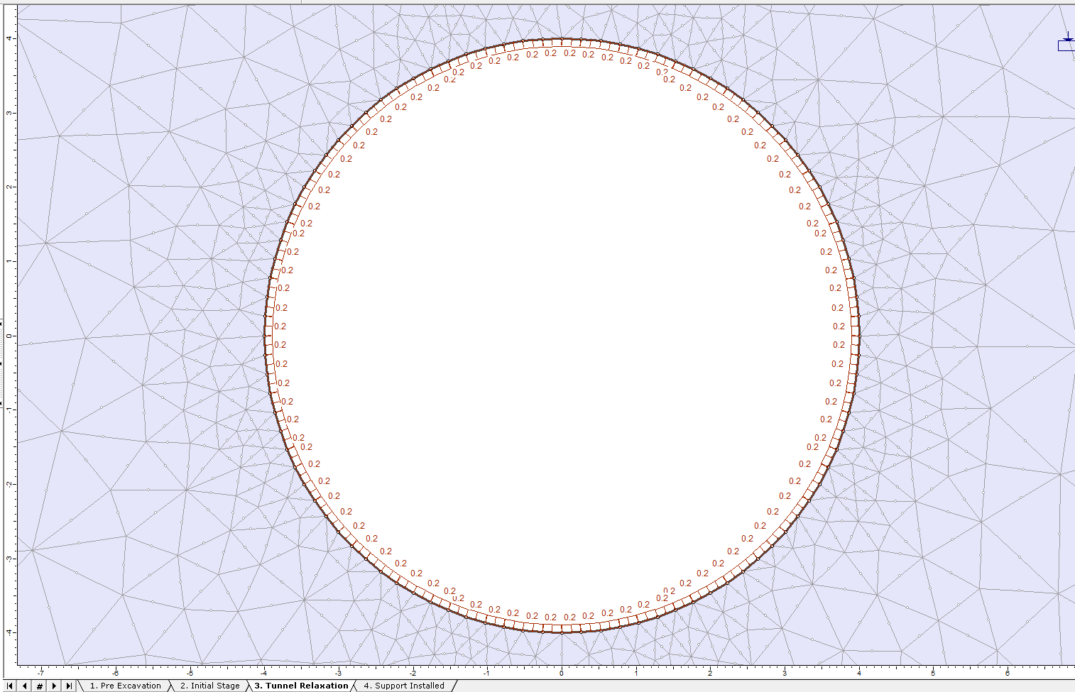 Image of model at Stage 3, tunnel relaxation stage