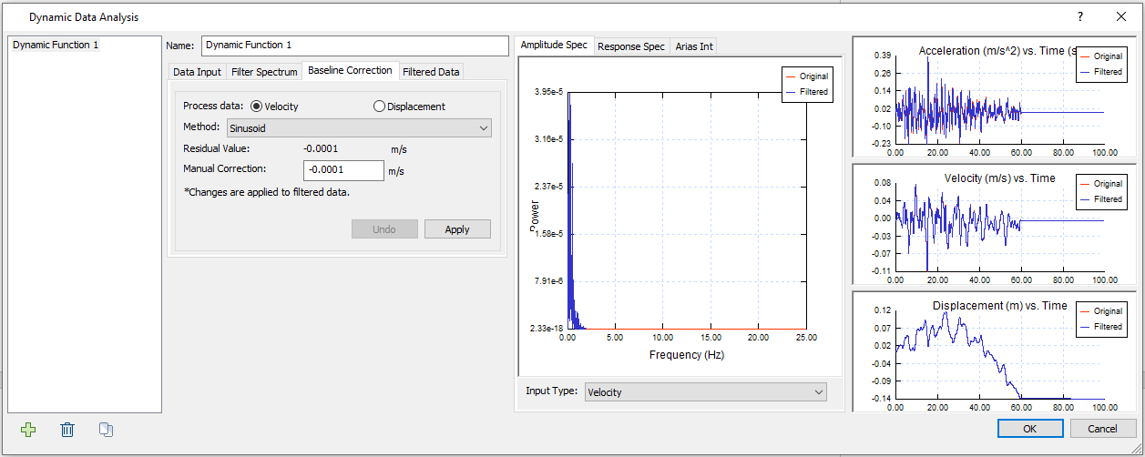 Dynamic Data Analysis dialog