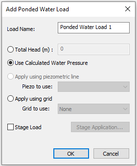 Add Ponded Water Load dialog box