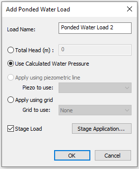 Add Ponded Water Load dialog box